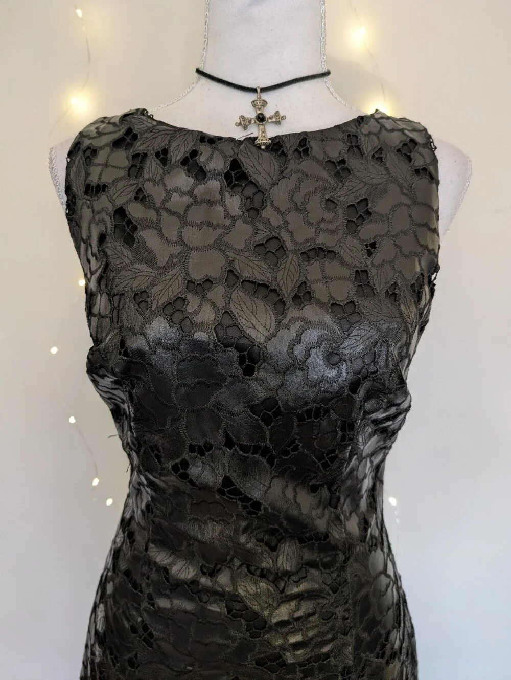 bebe Black Floral Lace Mini Dress - Picture 2 of 9